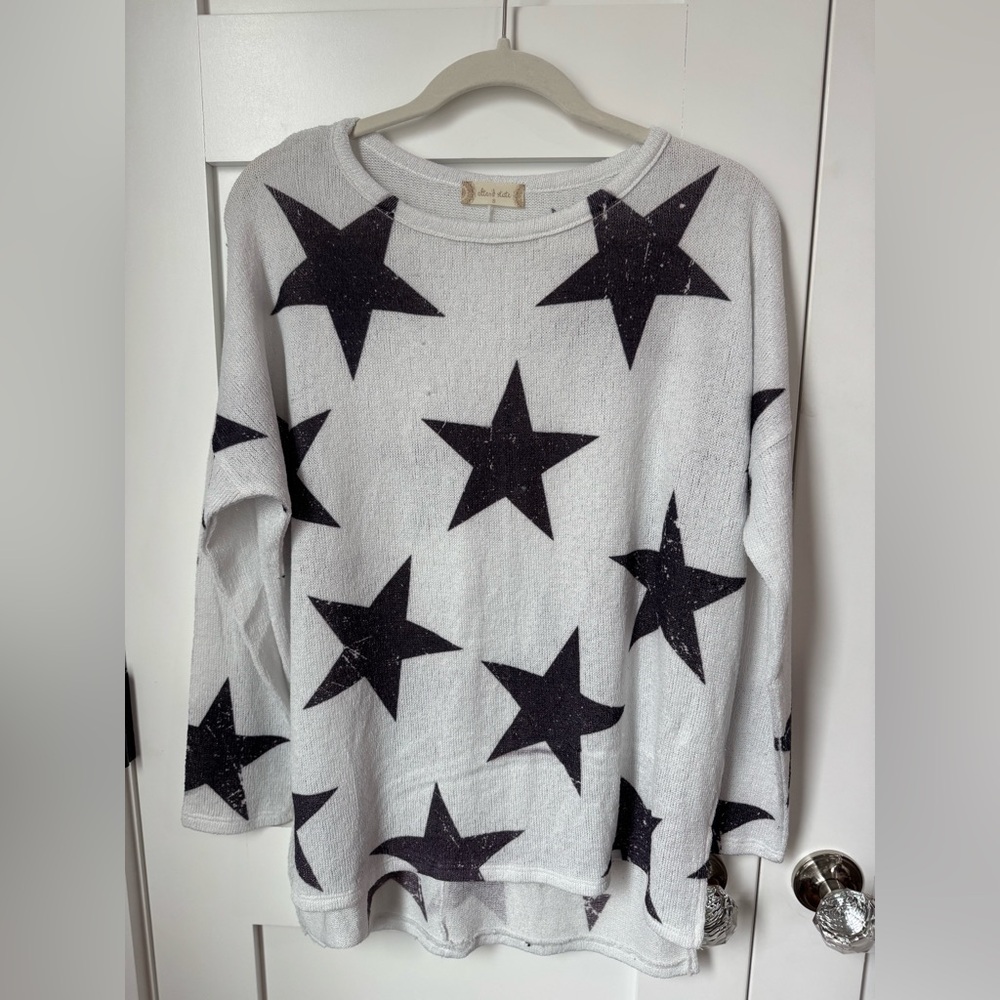 Altar’d State White Star Oversized Tunic Knit Top size S
